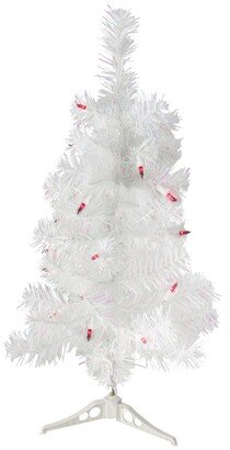 Northlight 2' Pre-Lit White Pine Slim Artificial Christmas Tree - Red Lights