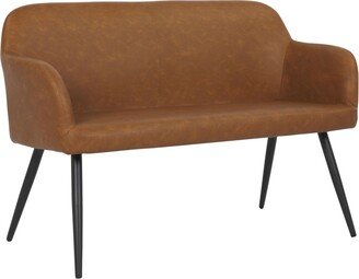 Daniella Industrial High Back Bench - Black Steel, Camel