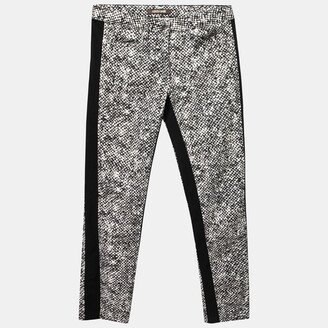 Monochrome Printed Cotton Knit Trimmed Slim Fit Jeans M Waist 31