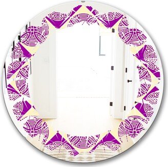 Designart 'Retro Abstract Pattern Design I' Printed Modern Round or Oval Wall Mirror - Leaves