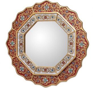 Handmade Floral Reverse Painted Glass Mirror