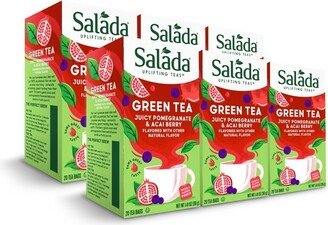 Salada Tea Salada Pomegranate Acai Berry Green Tea with 20 Individually Wrapped Tea Bags Per Box (Pack of 6)