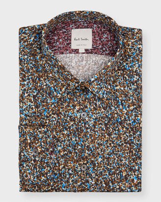 Men's Slim Fit Micro-Printed Dress Shirt