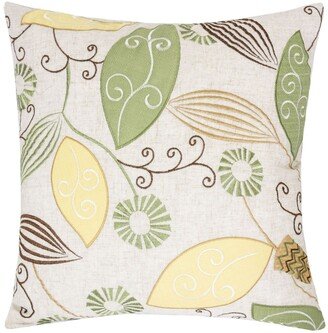 Linda Embroidered Linen Square Decorative Throw Pillow
