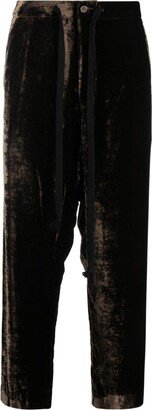 Velvet-Effect Straight-Leg Trousers-AA