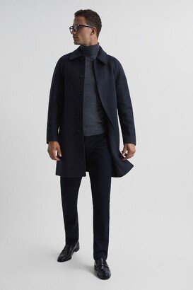 Brushed Dogtooth Wool Blend Overcoat