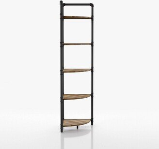 63.75 Beeme 5 Tier Corner Bookshelf Sand Black/Light Pure Copper - HOMES: Inside + Out