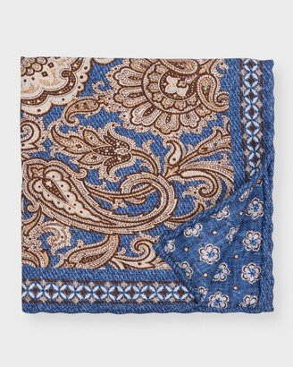 Edward Armah Men's Paisley/Floral Reversible Silk Pocket Square