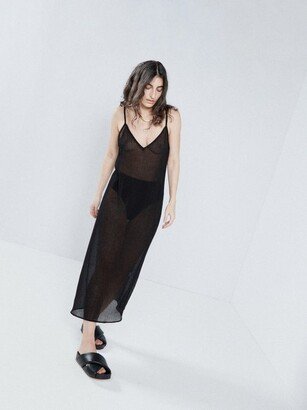 Crinkle Wool Sheer Slip Dress