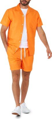 The Orange Short Sleeve Camp Shirt & Drawstring Shorts Set