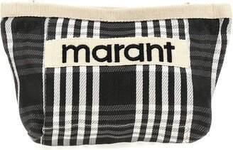 Logo Patch Striped Clutch Bag