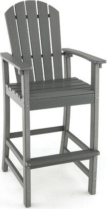 Outdoor HDPE Bar Height Stool Patio Tall Chair Armrest Footrest All Weather Grey