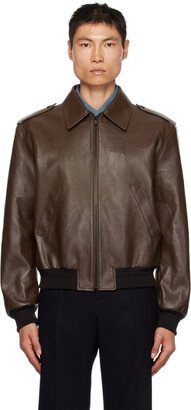 Brown Zip Leather Jacket