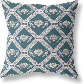 Amrita Sen Designs Lotus Peacock Rose Outdoor Pillow