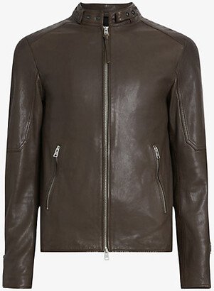 ens Splinter Brown Cora Panelled Leather Jacket