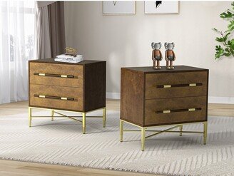 Living Room Multifunctional Nightstand Set Of 2 with Two Drawers by HULALA HOME