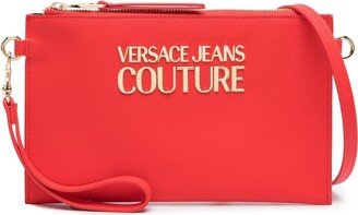 Logo-Plaque Faux-Leather Clutch Bag