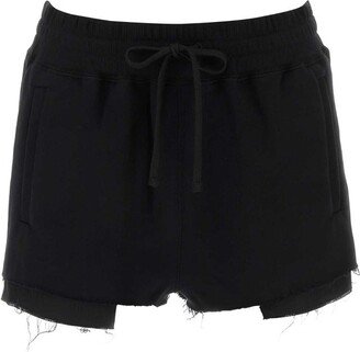 Frayed Hem Drawstring Shorts