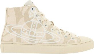 Orb-Printed High-Top Lace-Up Sneakers