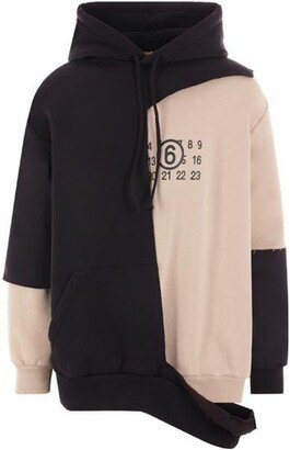 Number Motif Printed Panelled Hoodie