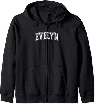 70s Vintage Name Evelyn Gift Varsity Style Personalized Name Classic Evelyn Zip Hoodie