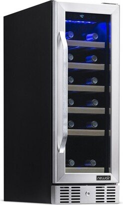 12 Built-In 19 Bottle Compressor Wine Fridge in Stainless Steel, Compact Size with Precision Digital Thermostat and Premium Beech Wood Shelves-AB