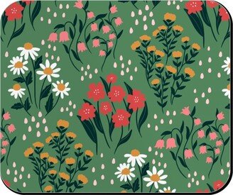 Mouse Pads: Flowerbed Mouse Pad, Rectangle Ornament, Green