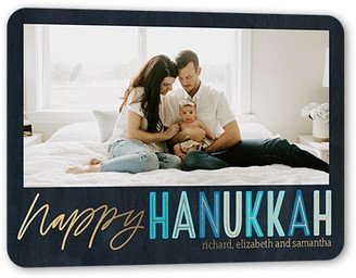 Hanukkah Cards: Joy Type Hanukkah Card, Gold Foil, Black, 5X7, Hanukkah, Matte, Personalized Foil Cardstock, Rounded