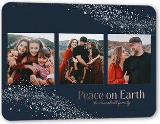 Holiday Cards: Snow Swirl Holiday Card, Black, Rose Gold Foil, 5X7, Religious, Matte, Personalized Foil Cardstock, Rounded