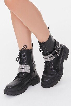 Buckled Rhinestone Combat Booties