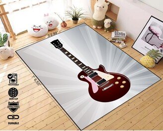 Guitar Fend, Guitar, Music, Music Fan Rug, Area Rug, Music Decor Carpet, Modern Living Room Floor Rugs, Rug