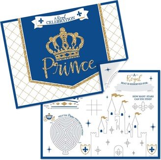 Big Dot Of Happiness Royal Prince Charming - Paper Coloring Sheets - Activity Placemats - Set of 16