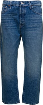 'the Ditcher Crop' Light Blue Wide Leg Jeans In Cotton Denim Woman