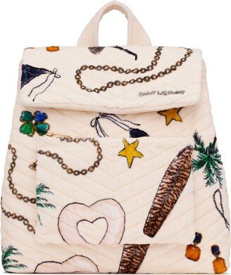 Graphic-Print Quilted Backpack