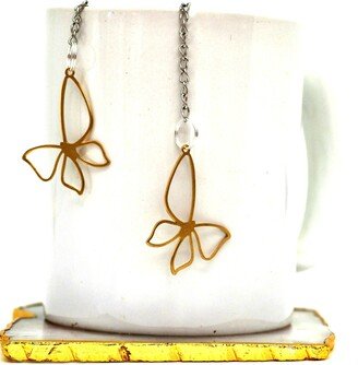 Golden Butterfly Loose Leaf Tea Infuser, Steeper With Charm, Stainless Steel Ball Mesh, Lover Accessories