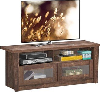 TV Stand Entertainment Center Hold up to 55'' TV with 2 Shelves & 2 Door Cabints