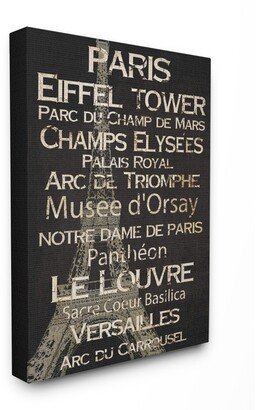 Home Decor Paris Landmark Typography Canvas Wall Art, 16 x 20