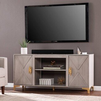 Rineswin Two-Door Media Console Graywash/Gold - Aiden Lane