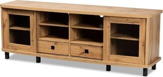 Walda Wood 2 Drawer TV Stand for TVs up to 65 Oak Brown/Black