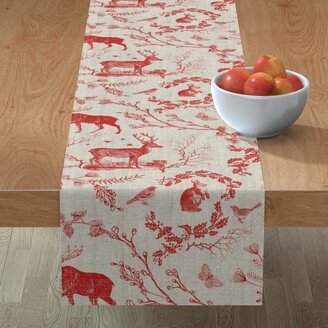Table Runners: Woodland Winter Toile - Cranberry Table Runner, 72X16, Red