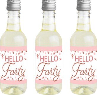 Big Dot Of Happiness 40th Pink Rose Gold Birthday Mini Wine Bottle Labels Party Favor 16 Ct