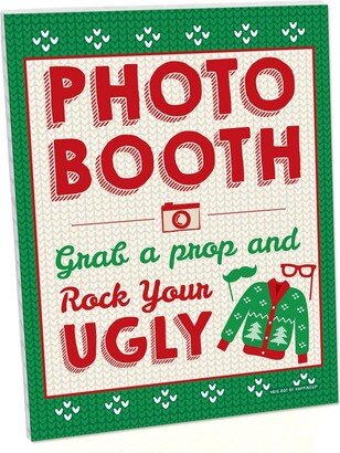 Big Dot Of Happiness Ugly Sweater - Photo Booth Christmas Party 10.5 x 13.75 Sign with Stand - 1 Pc