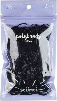 Polyband Hair Ties in Resealable Pouch - 500pk - Black