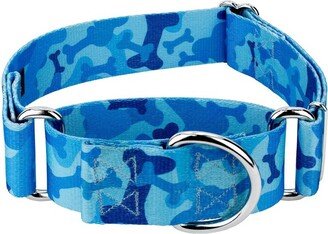 Country Brook Petz 1 1/2 Inch Blue Bone Camo Martingale Dog Collar (Medium)