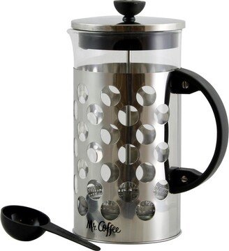 Polka Dot Brew 32 oz Silver Glass Coffee Press with Scoop