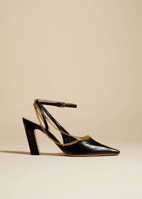 The Marfa Slingback Pump in Black Crinkled Leather