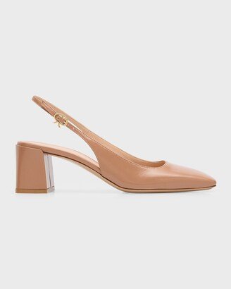 Lambskin Square-Toe Slingback Pumps