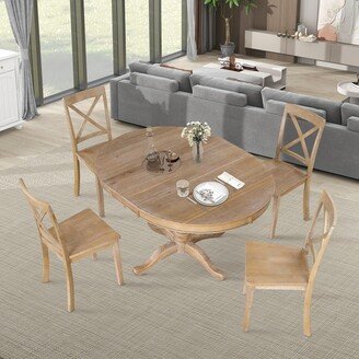 RASOO Modern 5-Piece Extendable Dining Table Set for Kitchen & Dining Room