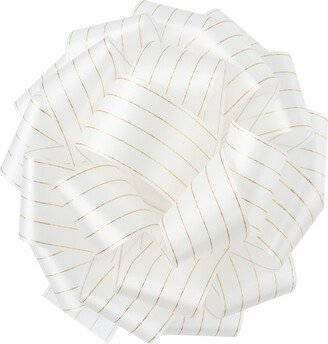 Striped Pom Bow Ivory/Gold