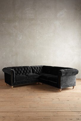 Slub Velvet Lyre Chesterfield Sectional, Hickory-AA